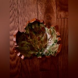 Rustic Brown and Green Leaf Soap Dish/Jewelry Dish - Great for Outdoorsy People
